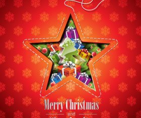 Christmas gift vector inside five-pointed star