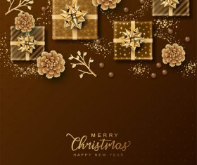 Christmas golden gift box vector