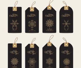 Christmas hand drawn golden snowflake decoration label vector