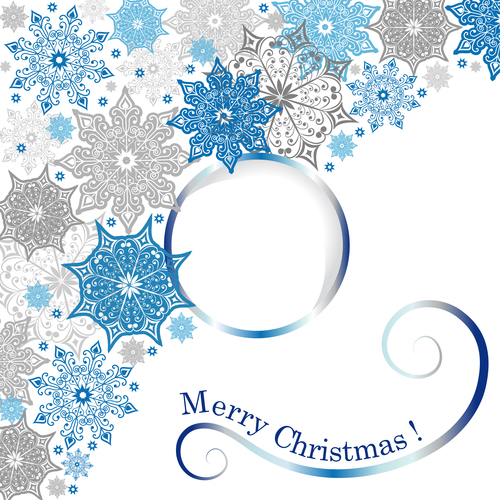 Christmas round frame with snowflakes vector