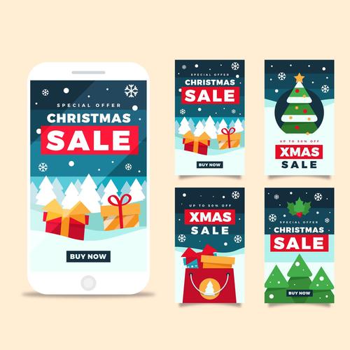 Christmas sale poster vector on instagram