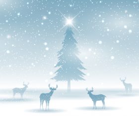 Christmas tree and reindeer background vector