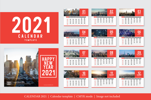 City background 2021 calendar vector
