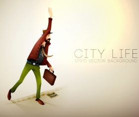 City life cartoon illustration vector