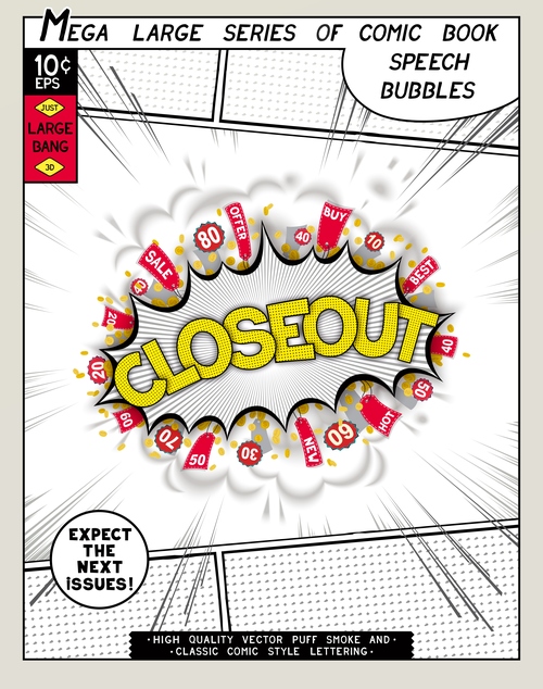 Clouseout comic bang vector