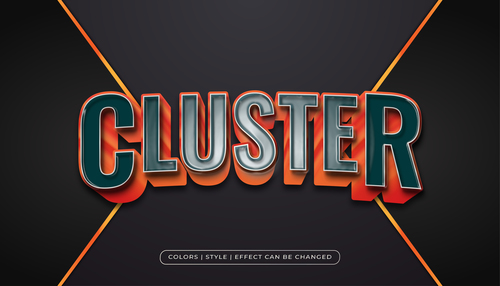 Cluster 3d editable text vector