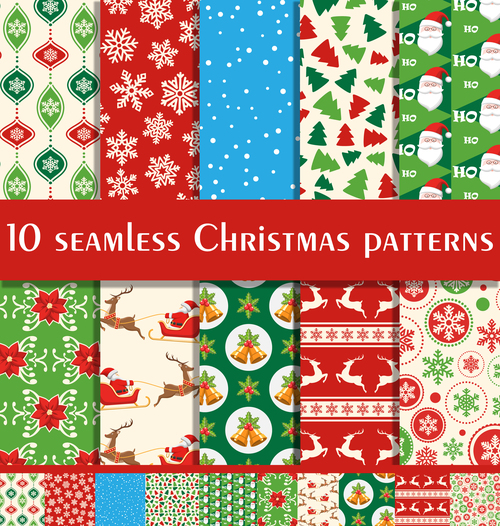 Color christmas elements seamless background vector