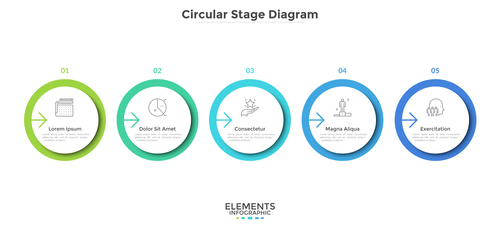 Color circular stage diagram information vector