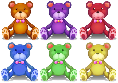 Color teddy bear vector