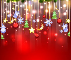 Color various Christmas tree decorations vector