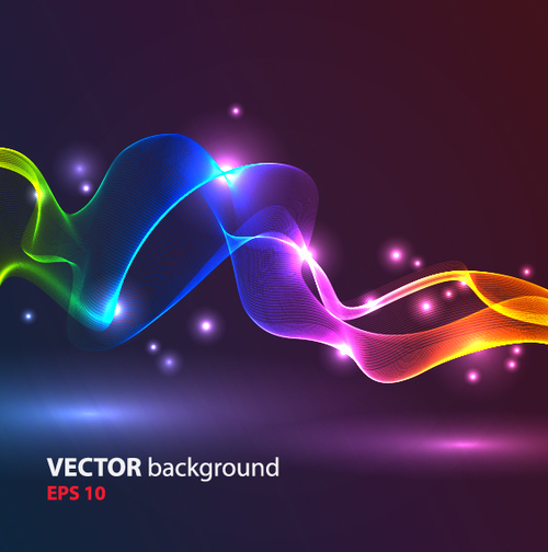 Colored light strips and blurred light spots background vector
