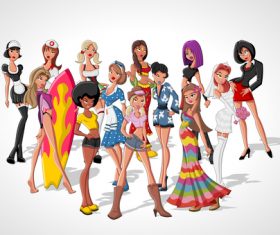 Comic woman collection vector