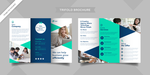 Company team trifold brochure vector