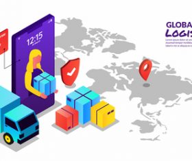 Concept illustration global logistics vector