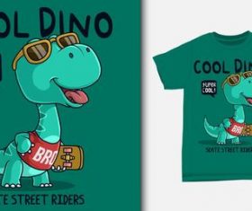 Cool dino and T-shirt printing design vector