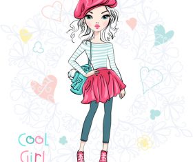 Cool girl cartoon vector