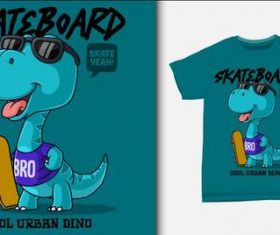 Cool urban dino T-shirt printing design vector