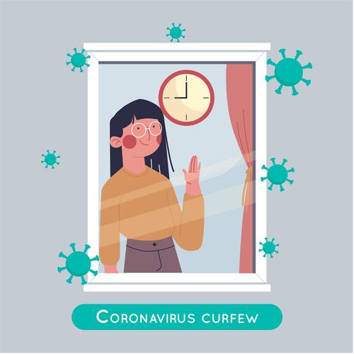 Coronavirus curfew vector