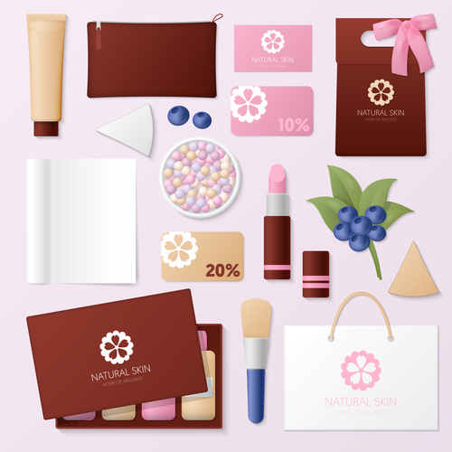 Cosmetics business template with logo design vector