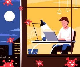 Curfew stay home office vector
