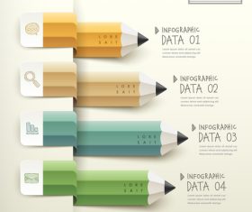 Curved colored pencils Infographic vector