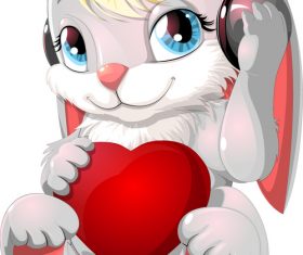 Cute rabbit and hearts vector