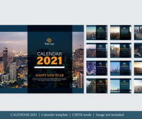 Dark background 2021 calendar vector