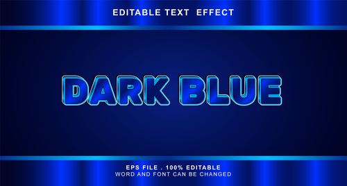 Dark blue 3d editable text style effect vector free download