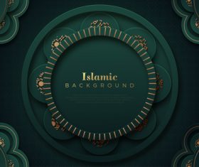Dark green Islamic classic ornaments background vector