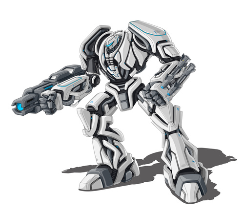 Deformed robot warrior vector