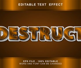 Destruct 3d editable text style effect vector