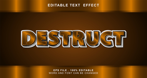 Destruct 3d editable text style effect vector