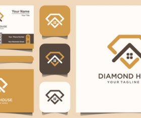 Diamond house business card logo vector