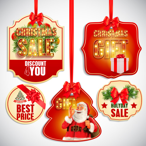 Different kinds of Christmas sale labels vector