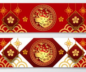 Different style design Chinese New Year greeting banner vector