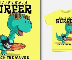 Dinosaur T-shirt printing design vector