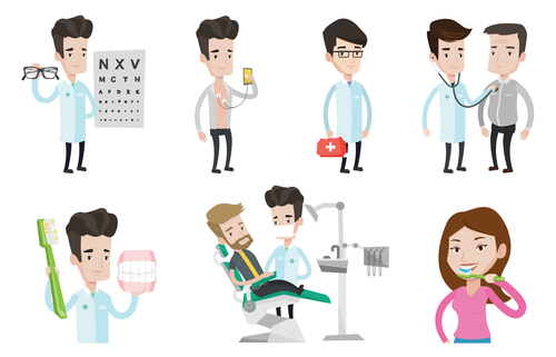 Doctors in various departments vector