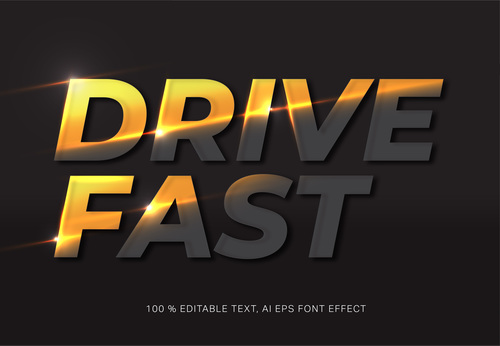 Drive fast editable font effect text vector