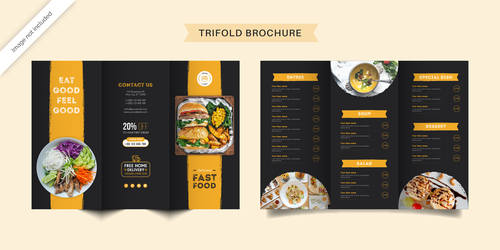 Eat good menu trifold brochure vector