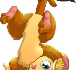 Falling down on the tree eating banana cartoon vector