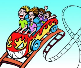Family ride roller coaster vector