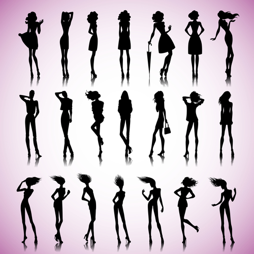 Fashionable women silhouette vector