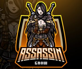 Female assassin game mascot design vector