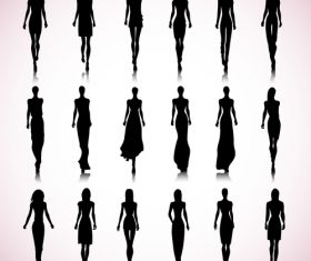 Female silhouette vector in dress