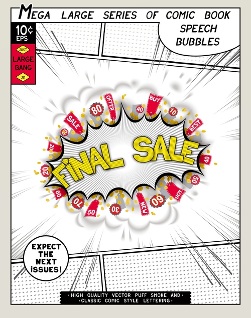 Final sale comic bang vector
