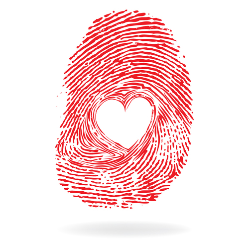 Fingerprint heart pattern vector