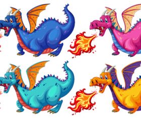 Fire breathing dinosaur cartoon vector