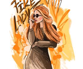 Fire lady illustration vector