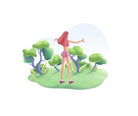 Fitness woman cartoon illustration vector in park