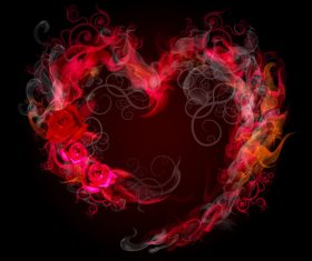 Flame heart pattern vector
